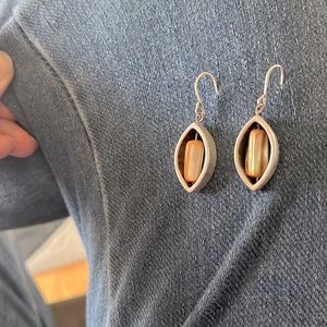 Chico’s Silver pierced Dangles stone in center